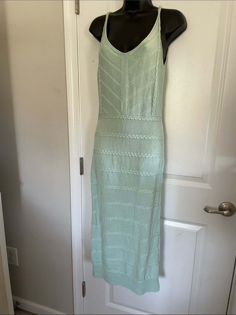 Pink Lily Mint Knit Midi Dress with V-Neck